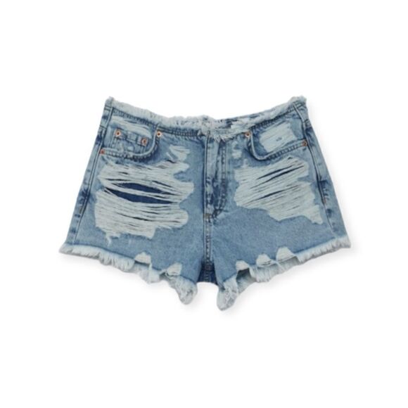 STRADIVARIUS | Blue | RIPPED SHORTS - Picture 2 of 9
